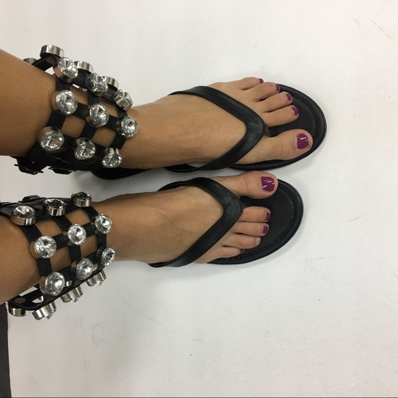 Black diamond cuff sandal - Picture 3 of 7